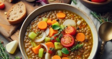 Receita de Sopa de Lentilha com Legumes Vegano