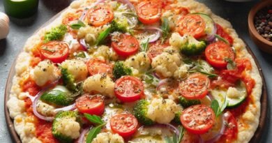 Receita de Pizza vegana com massa de couve-flor